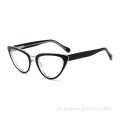 Bom moldura óptica, formato de olho de gato acetato de material preto óculos pretos
